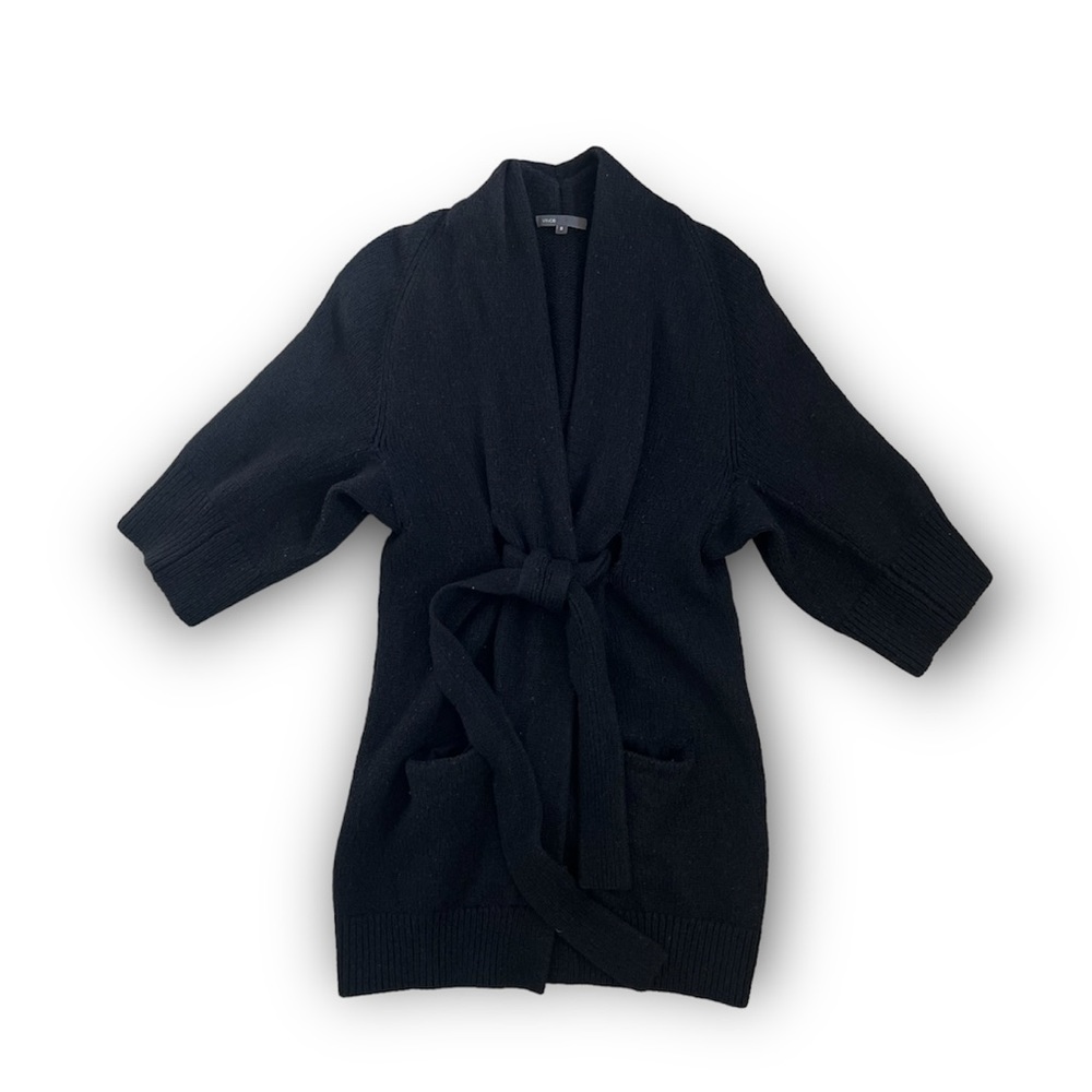 🖤EUC🖤 VINCE Wool Wrap Tie Black Cardigan